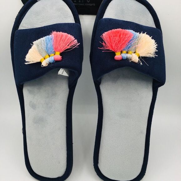 INC Slippers tassel blue gray  new slip on Size 7-8 - Picture 1 of 7